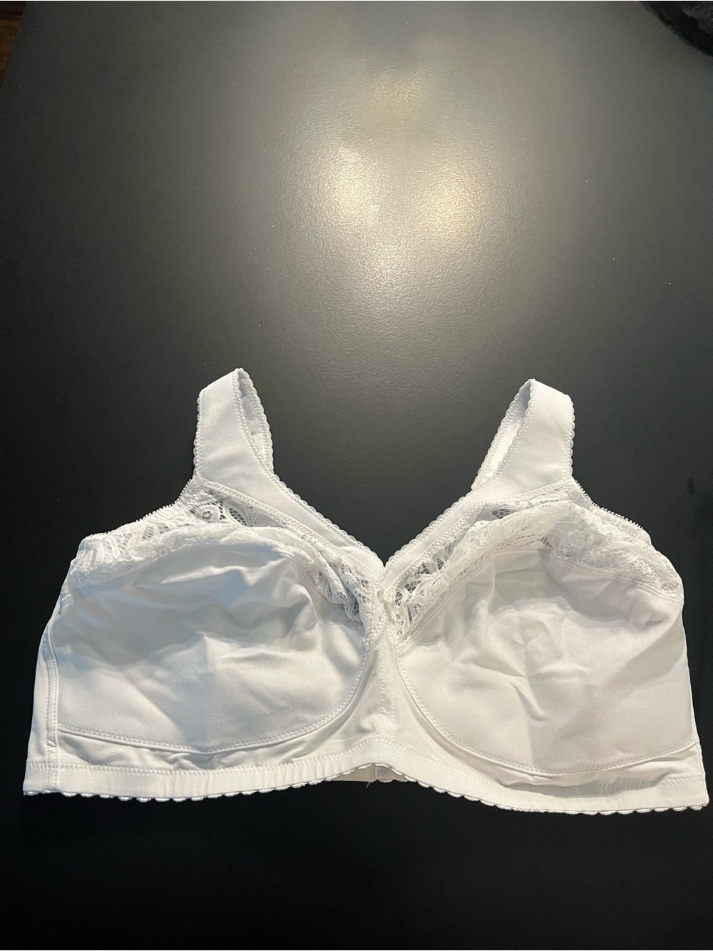 Glamorise Classic White Full-Coverage Lace Trim Bra New 46DD